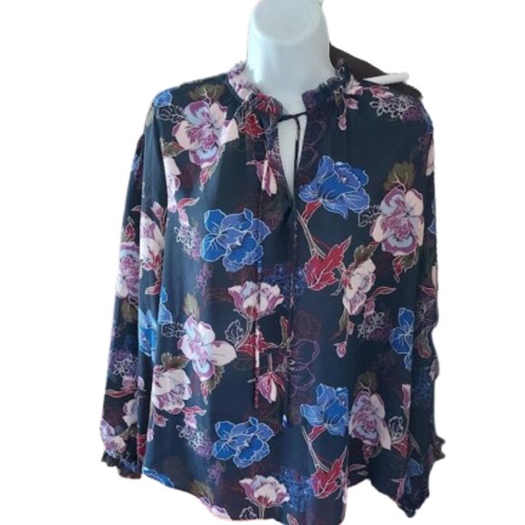 Joe Fresh Tops - Long Sleeve Floral Blouse Blousy Top Size Medium